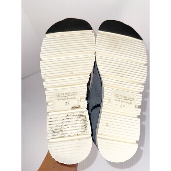 Softwaves Suede Platform Sneaker Loafer Dusty Blue Metallic Perforated 37/6.5 - Picture 5 of 16
